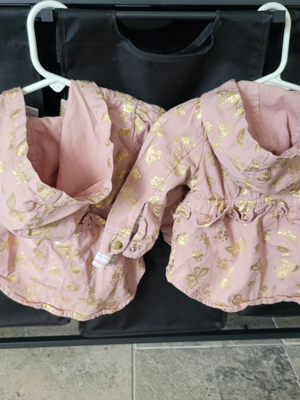 TWIN GIRL SET- Gold Foil Pink Hooded Jacket - Girls 12M - Picture 8 of 10